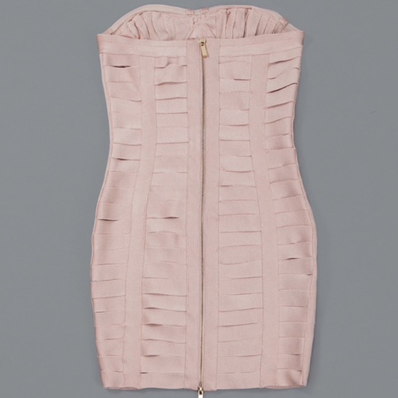 NEW! DESIGNER COUTURE PINK BANDAGE STRAPLESS DRESS - Picture 12 of 16